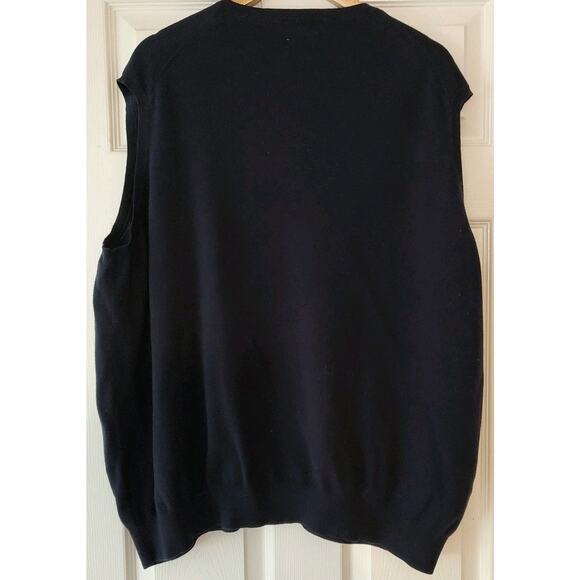 Men's Polo Ralph Lauren Sweater Vest Navy Blue Pima Cotton V Neck Knit - 3XB - Picture 2 of 5